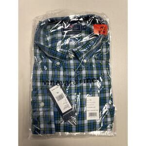 VINEYARD VINES NEW Pine Plaid Button Down Murray Shirt in Hull Blue Men's XL